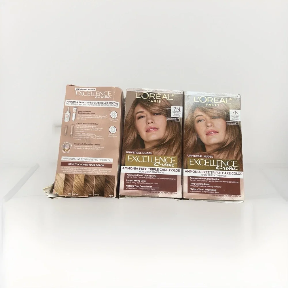 L'Oreal Universal Nudes Permanent Color 7N Natural Dark Blonde 3‎ Pk damaged box